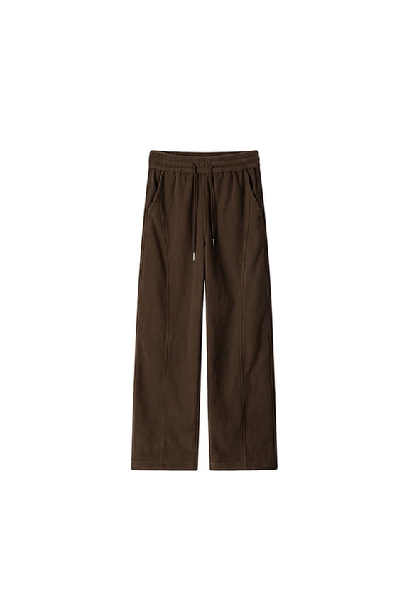 Men's High Waisted Wide Leg Corduroy Pants - Loose Fit Elastic Drawstring Waist Warm Trousers, Soft Anti-Pilling Corduroy Bottoms for Fall/Winter Business Casual