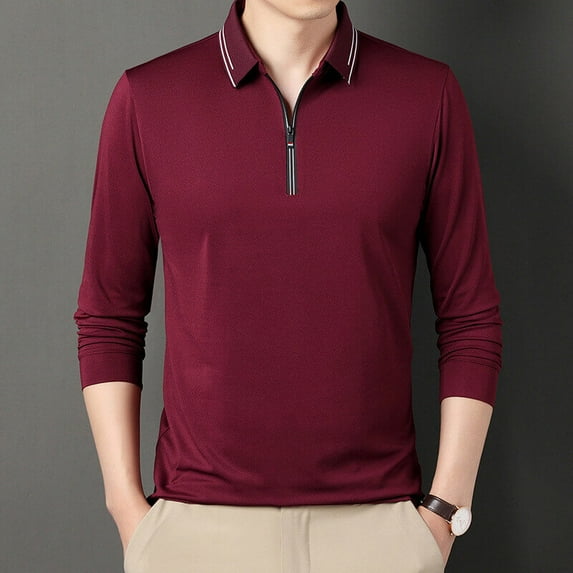 Men's High-end Simple Long Sleeved Zippered Pullover