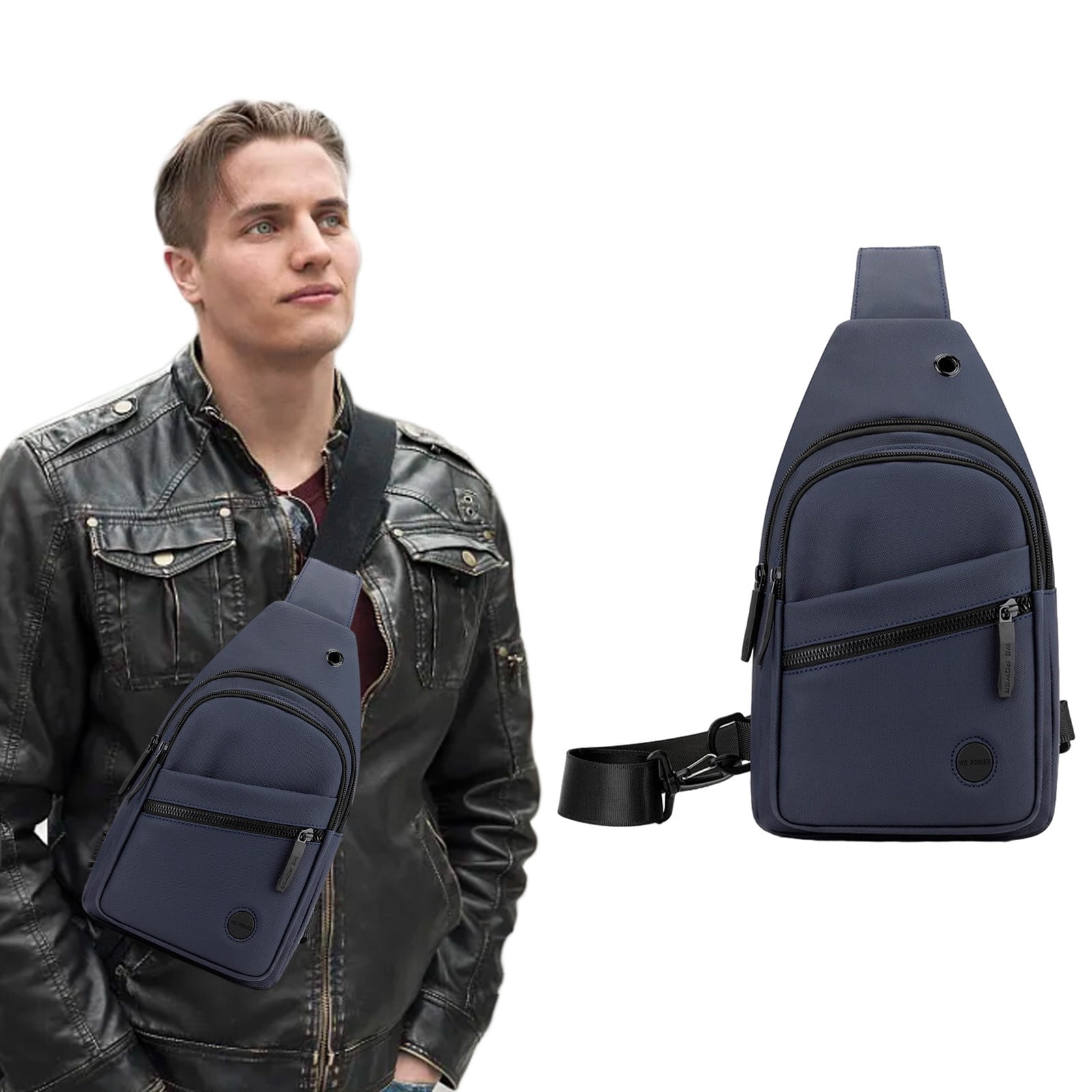 Men s High end Slim Crossbody Bag Chest Bag with Headphone Port Removable Buckle Side Bag Travel Outdoor Leisure