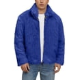 thumbnail image 1 of Men's High-neck Faux Fox Fur Jacket Royal Blue XXL, 1 of 5