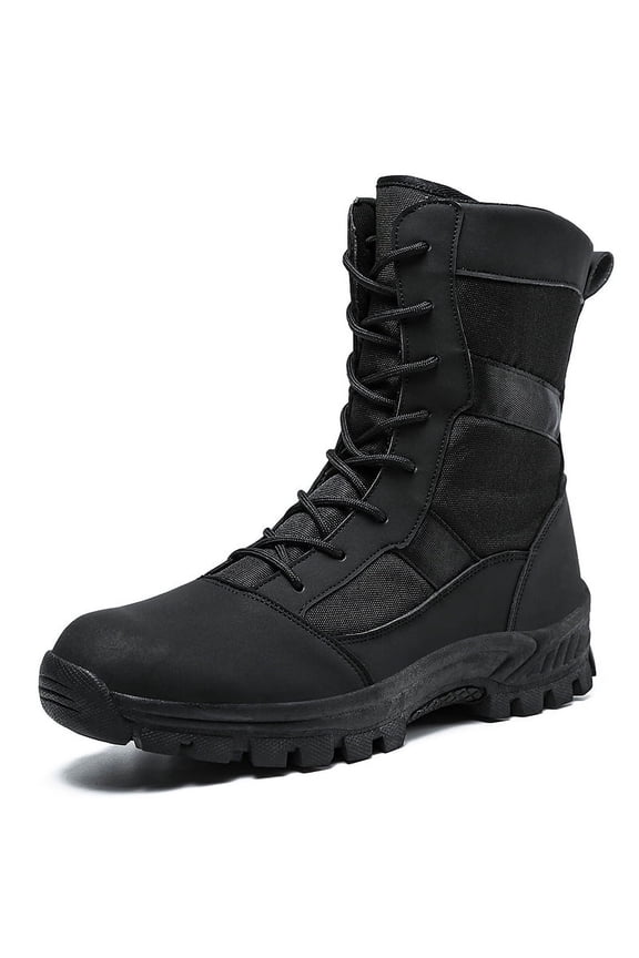 Men's Hiking Boots Lightweight PU Leather Male Mid-leg Boots Women Trekking Trails Shoes, Black Color Gig Size US 13