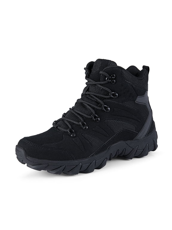 Men's Hiking Boots Outdoor Mid Trekking Backpacking Mountaineering Shoes Winter Walking Outdoor Hiking Shoes, Black