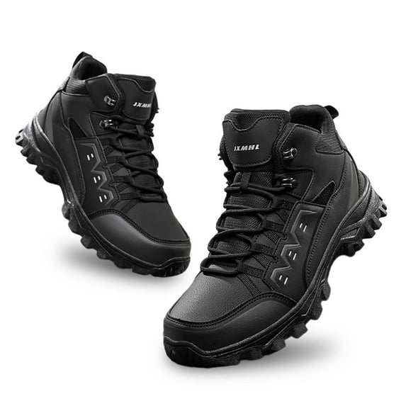 Men's Hiking Boots Waterproof High-Top Trekking Shoes Unisex Camping Boots for Couple (Black 9.5)