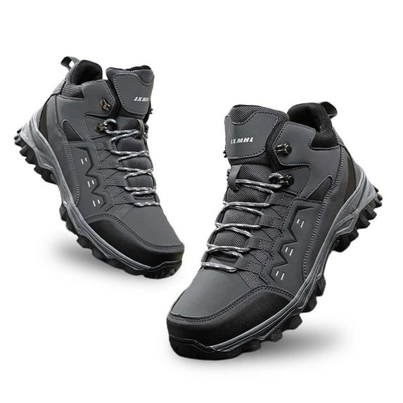 Men's Hiking Boots Waterproof High-Top Trekking Shoes Unisex Camping Boots for Couple (Dark Gray 10.5)