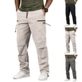 thumbnail image 1 of Men's Hiking Cargo Pants, Casual Trousers Joggers, Elastic Waist Drawstring Straight Leg, Quick Dry Lightweight Breathable, Multi-Pocket Workwear Outdoor, Summer | AKLJWH,Gray 2XL, 1 of 9
