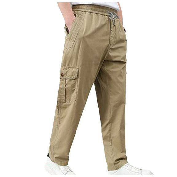 Men's Hiking Cargo Pants Drawstring Joggers Sweatpants Work Sports Loose Fit Hiking Trousers With Pockets