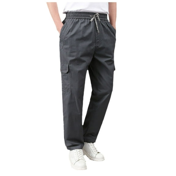 Men's Hiking Cargo Pants Drawstring Joggers Sweatpants Work Sports Loose Fit Hiking Trousers With Pockets