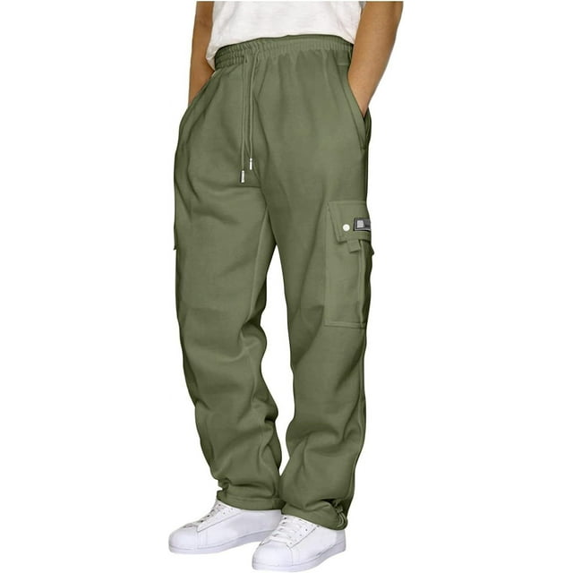 Men's Hiking Cargo Pants Relaxed Fit Drawstring Elastic Waist Joggers Sweatpants Sports Athletic