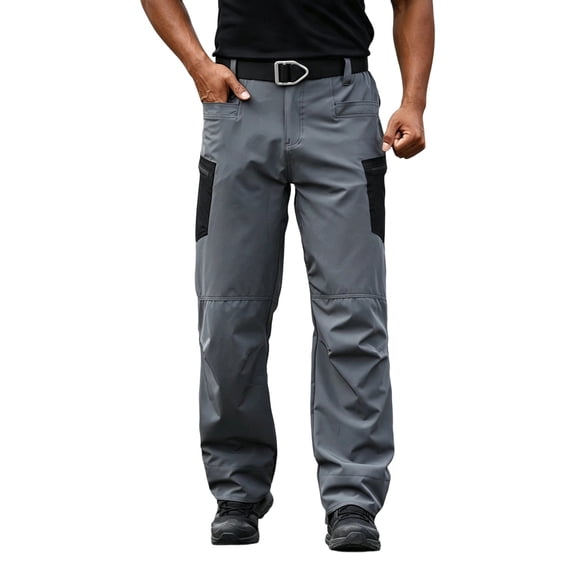 Men's Hiking Cargo Pants Water Resistant Quick Dry Lightweight Loose Straight Leg Pant Outdoor Tactical Camping Fishing Trousers with Multi Pockets Gray 3XL