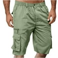 thumbnail image 1 of Men's Hiking Cargo Shorts Button Elastic Waist Outdoor Active Shorts Camping Casual Knee Length Shorts, 1 of 5