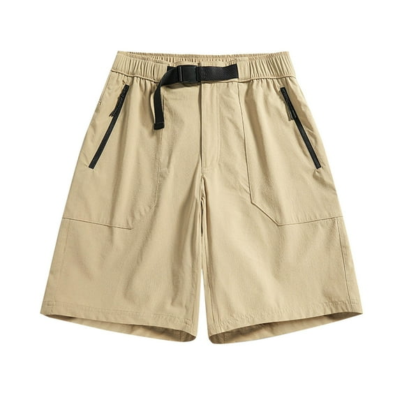 Men's Hiking Cargo Shorts Lightweight Solid-Color Loose Casual Shorts with Zipper Pocket Outdoor Tactical Camping Shorts