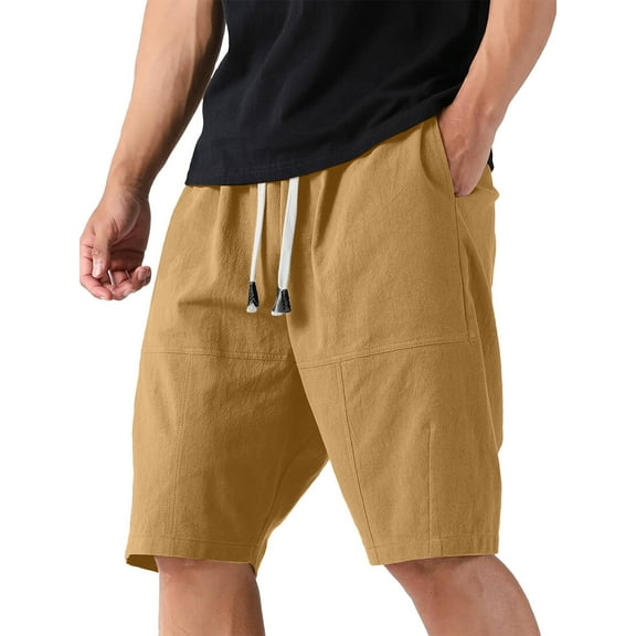 Men's Hiking Cargo Shorts Outdoor Travel Shorts for Men with Multi Pocket for Fishing Camping Casual Elastic Waist Straight Knee Length Shorts Breathable Beach Shorts