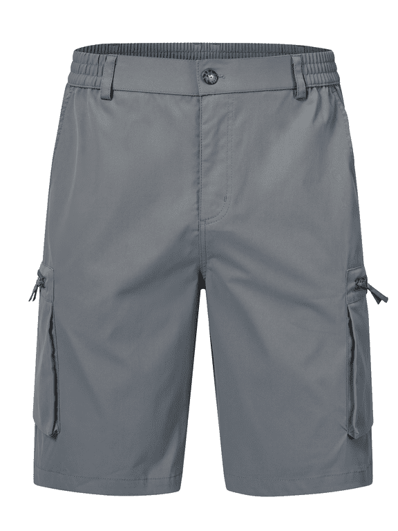 Men's Hiking Cargo Shorts Outdoor Travel Shorts for Men with Multi Pocket for Fishing Camping Casual Golf Grey 34
