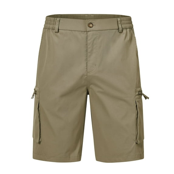 Men's Hiking Cargo Shorts Outdoor Travel Shorts for Men with Multi Pocket for Fishing Camping Casual Golf Khaki 30