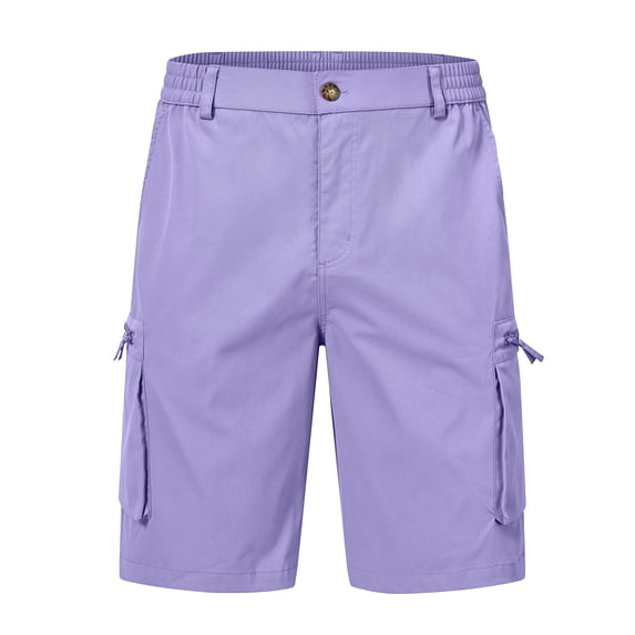 Men's Hiking Cargo Shorts Outdoor Travel Shorts for Men with Multi Pocket for Fishing Camping Casual Golf Purple 36