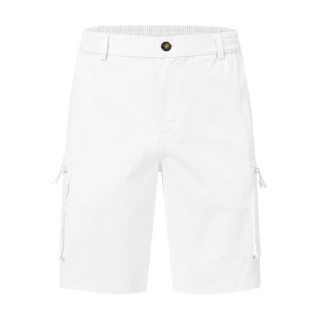 Men's Hiking Cargo Shorts Outdoor Travel Shorts for Men with Multi Pocket for Fishing Camping Casual Golf White 32