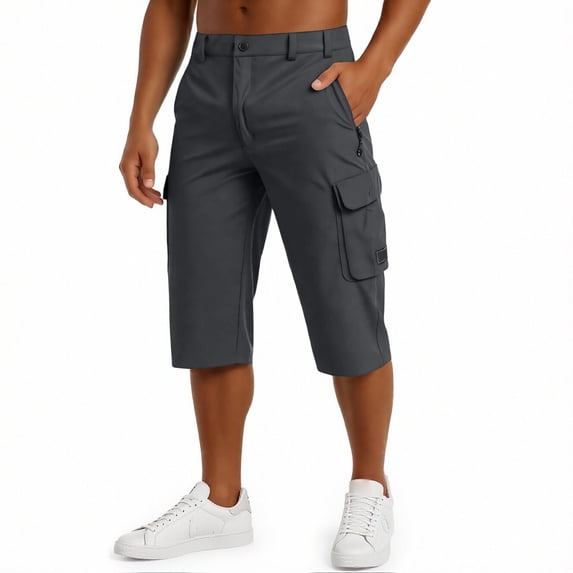 Men's Hiking Cargo Shorts Quick Dry Lightweight Golf Shorts Summer Casual Work Outdoor with Zipper Pockets Gray L