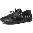 thumbnail image 1 of Men's Hiking Leather Sandals Male Summer Fisherman Hollow Breathable Water Shoes Black 40 EU, 1 of 1