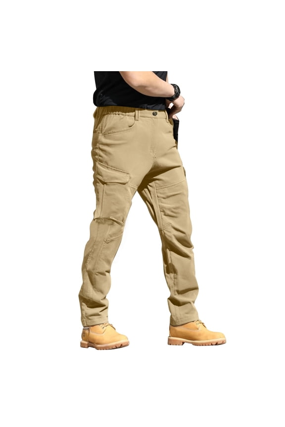 Men's Hiking Military Pants Water Resistant Stretch Waistband Cargo Pants Ripstop Stretch Breathable Hiking Joggers with Pockets Big and Tall Cargo Work Pants,Brown XL