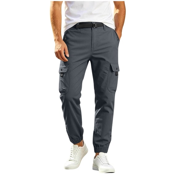 Men's Hiking Pants Cargo Lightweight Quick Dry Golf Pants with Snap Pockets Water Resistant Big and Tall Size S-3XL Gray