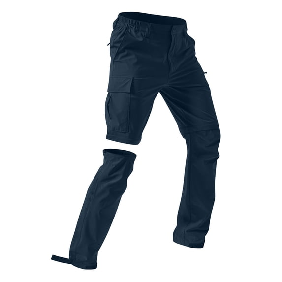 Men's-Hiking-Pants Convertible Quick-Dry Water-Resistant Lightweight Zip-Off Outdoor with 5 Deep Pockets Blue 3XL
