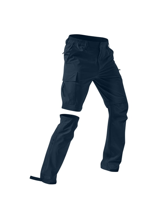 Men's-Hiking-Pants Convertible Quick-Dry Water-Resistant Lightweight Zip-Off Outdoor with 5 Deep Pockets Blue XL