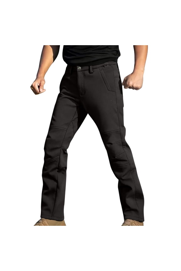 Men's Hiking Pants Fleece Lined Waterproof Softshell Windproof Insulated Work Cargo with Multi Pockets