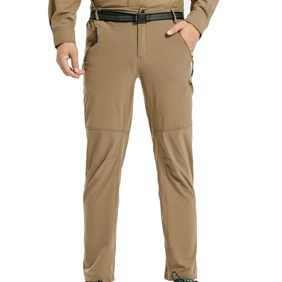 ZQUUVOU Men's Hiking Pants Lightweight Solid Color Elastic Wrist Drying Casual Pants Coffee