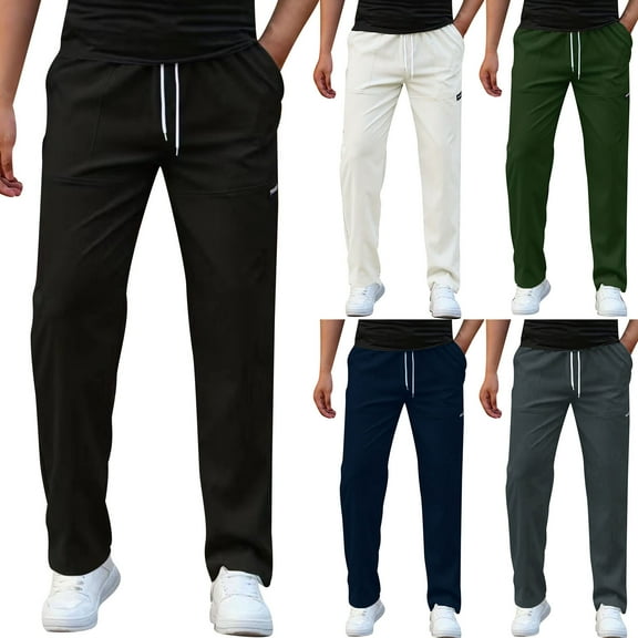 Men's Hiking Pants, Male Straight Leg Cargo Pants Men Elastic Waist Jogger Sport Pants Sports Trousers Loose Cargo Pocket Straight Pants Mens Pants Trousers Overall Streetwear