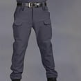 thumbnail image 1 of Men's Hiking Pants Water Resistant Cargo Quick Dry Travel Elastic Waist with Zip Pockets Men Button Zipper Casual Multi-pocket Sports Trousers Thicken Pants for Work Running, 1 of 5