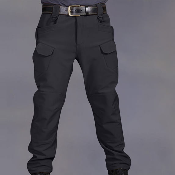 Men's Hiking Pants Water Resistant Cargo Quick Dry Travel Elastic Waist with Zip Pockets Men Button Zipper Casual Multi-pocket Sports Trousers Thicken Pants for Work Running