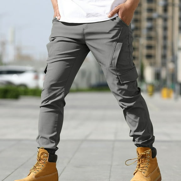 Men's Hiking Pants Water Resistant Cargo Quick Dry Travel Elastic Waist with Zip Pockets Multi-pocket Casual Fashion Sports Popular Outdoor Tethered Cargo Pants for Work Running