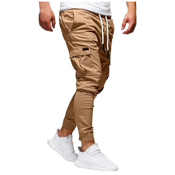 Men's Hiking Pants, Waterproof Mens Khaki Pants Pantalones Cargo Pants For Men Slim Fit Insulated Mens Hiking Baggy Cargo Joggers For Men Pantalones Para L Beige