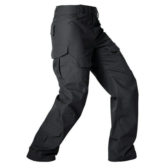 Men's Hiking Pants with 10 Pockets Ripstop Work Hunting Pants(No Belt)Black,Size 38