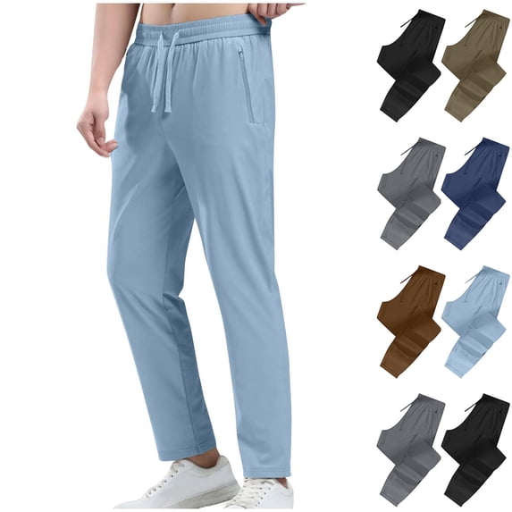 Men’s Hiking Running Pants Outdoor Breathable Zipper Pockets Athletic Work Trousers, Joggers, Elastic Waist Straight Leg, Quick Dry Lightweight, Gym Workout Casual | AESTIVO,Black L
