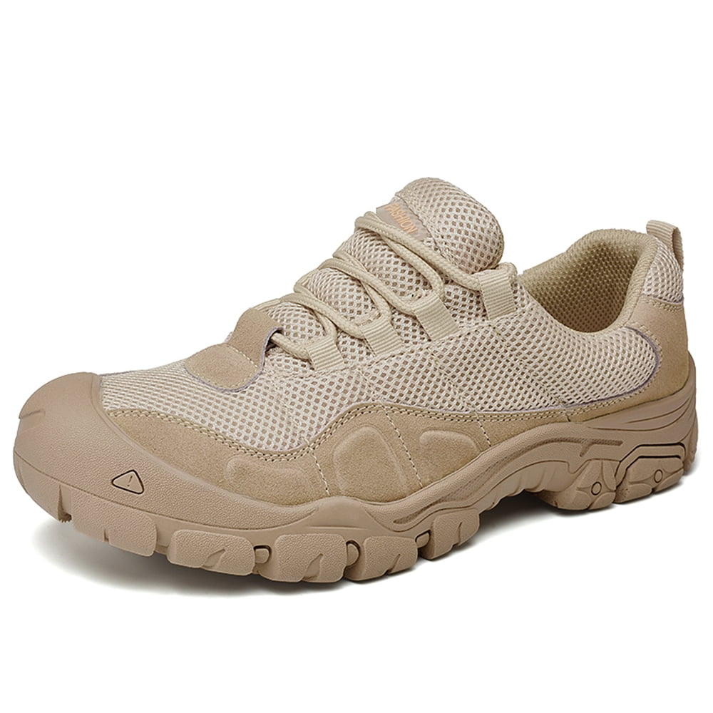 Men's Hiking Shoes Comfortable Breathable Lightweight Slip Resistant Rubber Outsole Outdoor Walking Lace Up Sneakers Brown 11 US