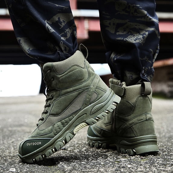 Men's Hiking Shoes, High Top Waterproof Boots, Anti Slip Outdoor Trekking Work Shoes, Lightweight Ankle Trail Footwear