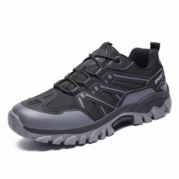 Gexuosn Men's Hiking Shoes Lightweight Trekking Shoes Low-Top Trail Running Shoes,Black