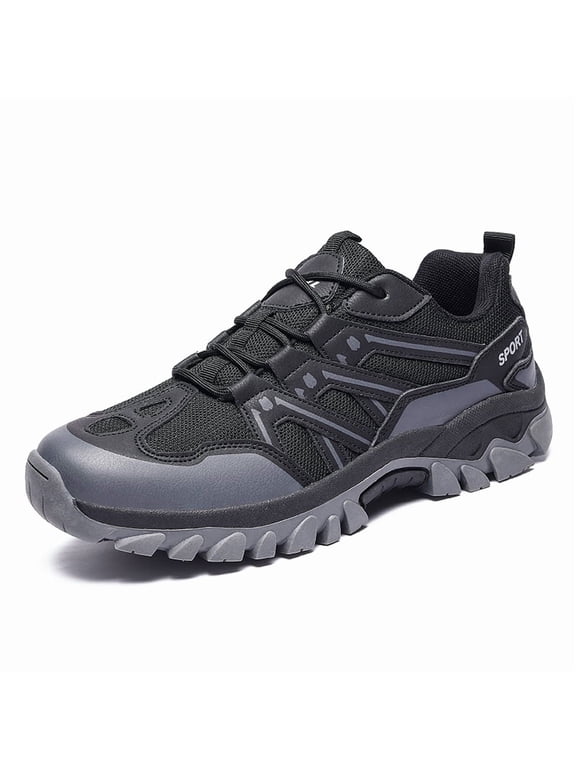 Men's Hiking Shoes Lightweight Trekking Shoes Low-Top Trail Running Shoes,Black