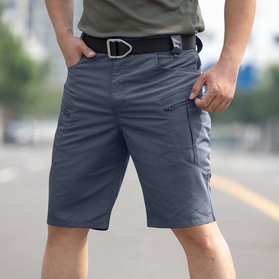 Men's Hiking Shorts Waterproof Cargo Short Pants Quick Dry Work Shorts with Multi Pockets(No Belt) (Navy,XL)