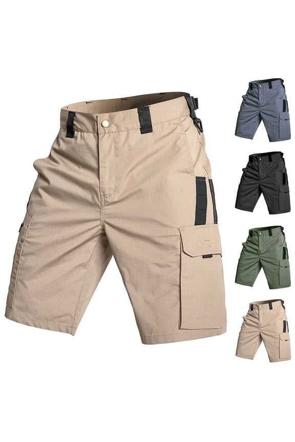 Men's Hiking Shorts Waterproof Tactical Cargo Short Pants Quick Dry Work Shorts with Multi Pockets(No Belt) Brown M