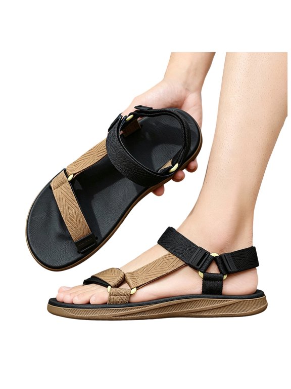 Men's Hiking Sport Sandals with Arch Support Yoga Mat Insole Comfortable Walking Water Shoes for Beach Travel Athletic Brown Size 9