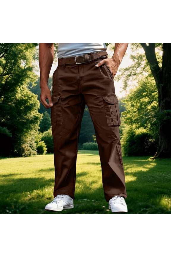 Men's Hiking Tactical Pants Cotton Outdoor Combat Cargo Trousers (Coffee XXL)