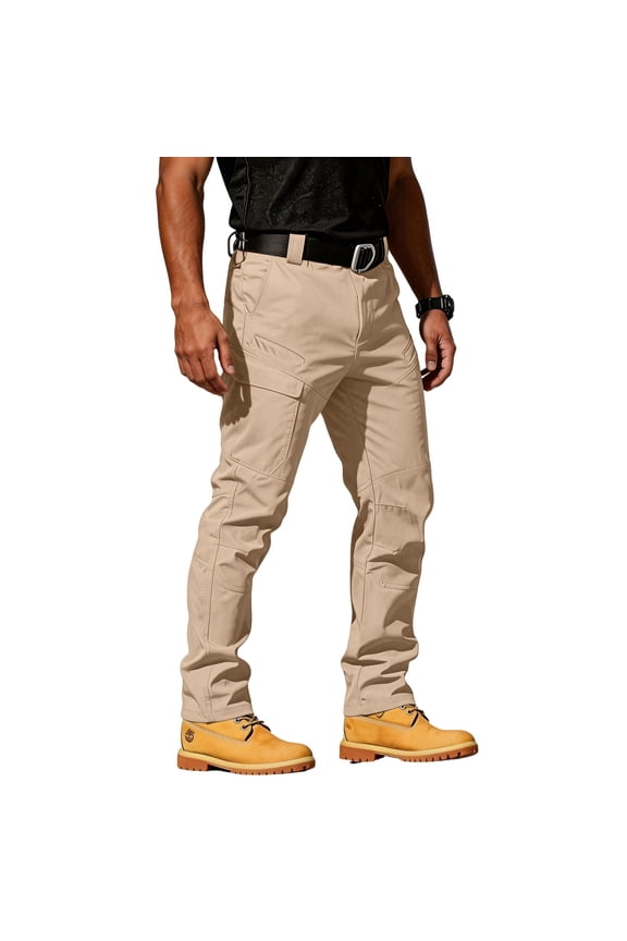 Men's Hiking Tactical Pants Lightweight Stretch Combat Cargo Work Pants Khaki M