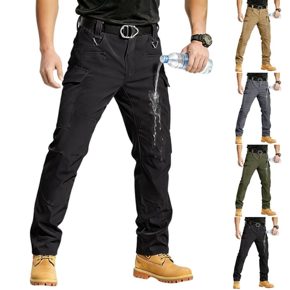 Men's Hiking Tactical Pants Lightweight Stretch Military Cargo Work Pants Black XL
