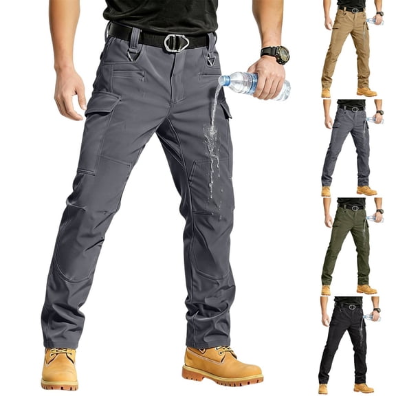 Men's Hiking Tactical Pants Lightweight Stretch Military Cargo Work Pants Gray S