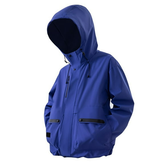 Men's Hiking Waterproof Lightweight Hooded Full-Zip Softshell Jacket, Blue, Size XL