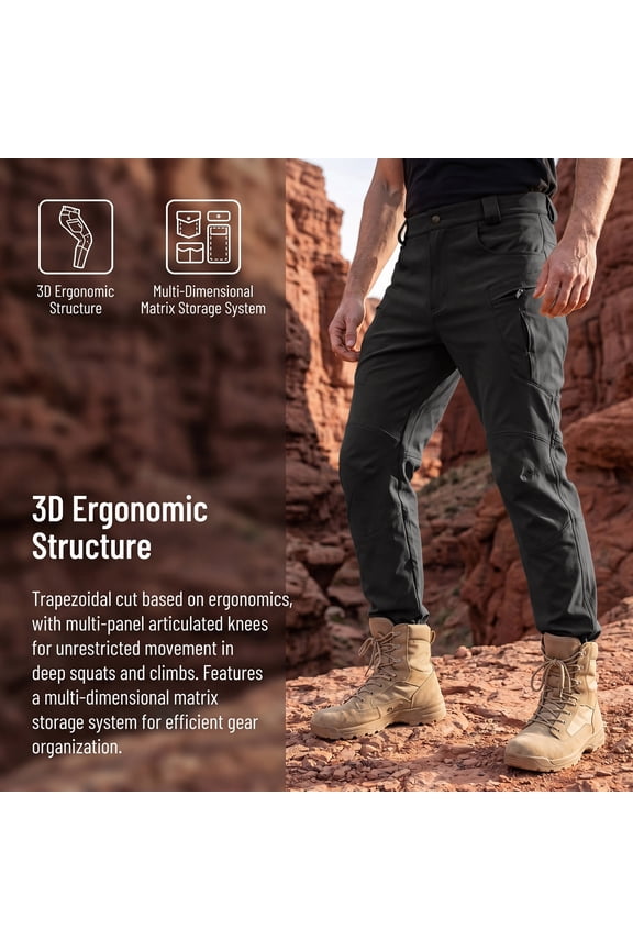 Men's Hiking Work Cargo Pants Lightweight Waterproof Pockets Outdoor Mountain Fishing Camping Pants Black S
