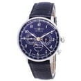 thumbnail image 1 of Men's Hindenburg 40mm Blue Leather Band Steel Case Acrylic Crystal Quartz Analog Watch 7036-3, 1 of 3