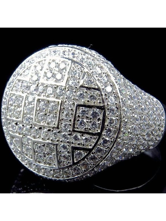 Men's Hip Hop Five Star Ring with Natural Zircon Inlay Gold Tone or Silver Tone Rock Jewelry Statement Ring for Men and Women Available in Multiple Sizes